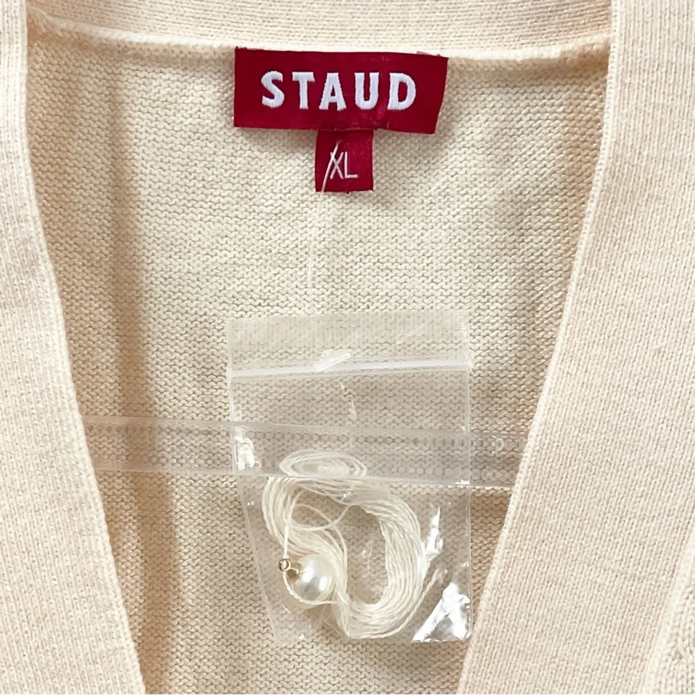 STAUD Paola Cardigan Cream Size XL - Picture 4 of 6
